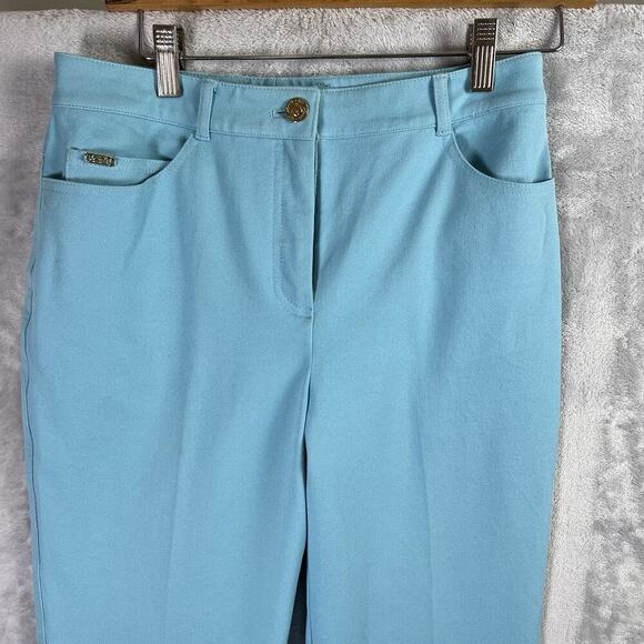 St John Sport Jeans Bright Blue Women's 4 Straight Leg Pants FLAWS* Cotton Blend - Picture 5 of 16